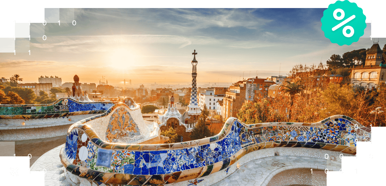 Park Güell o wschodzie słońca.