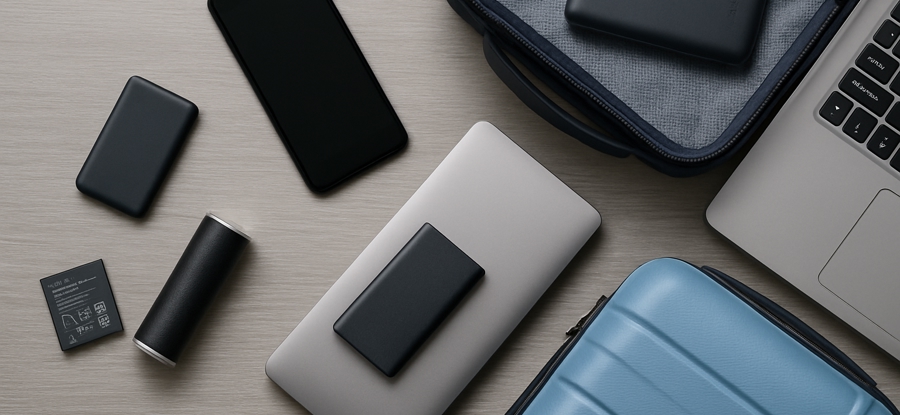 Batteries arranged on a desk