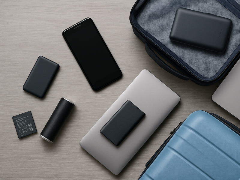Batteries arranged on a desk