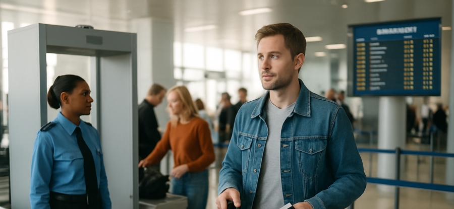 Man standing at the security gate