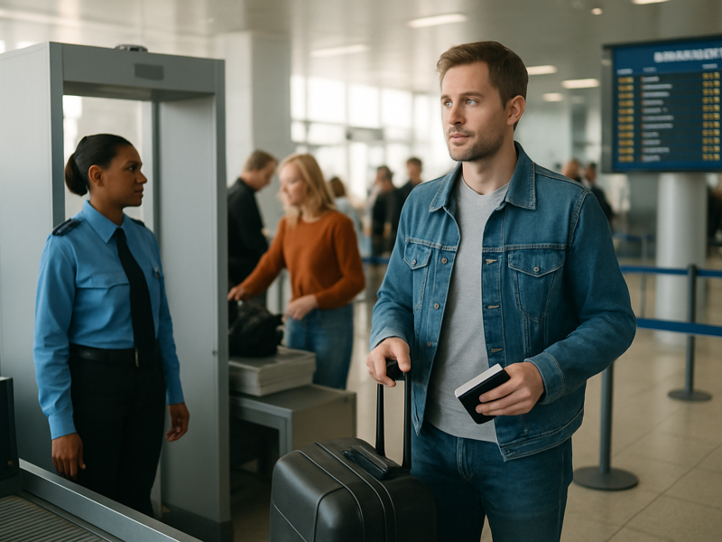 Man standing at the security gate